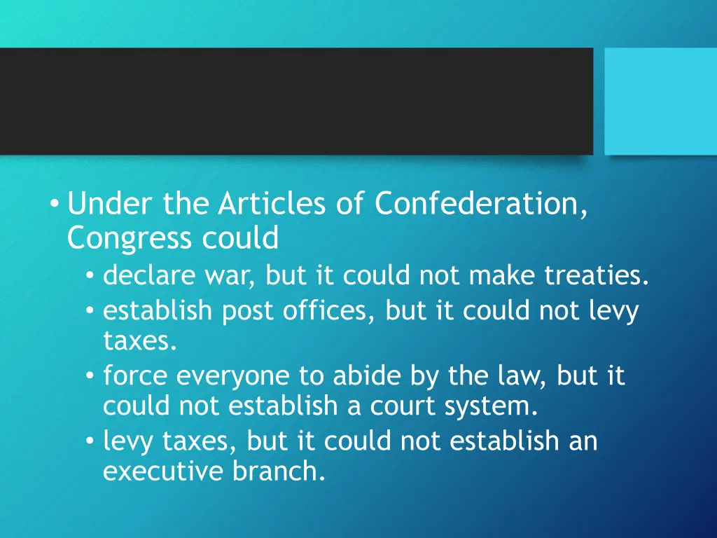 under the articles of confederation congress