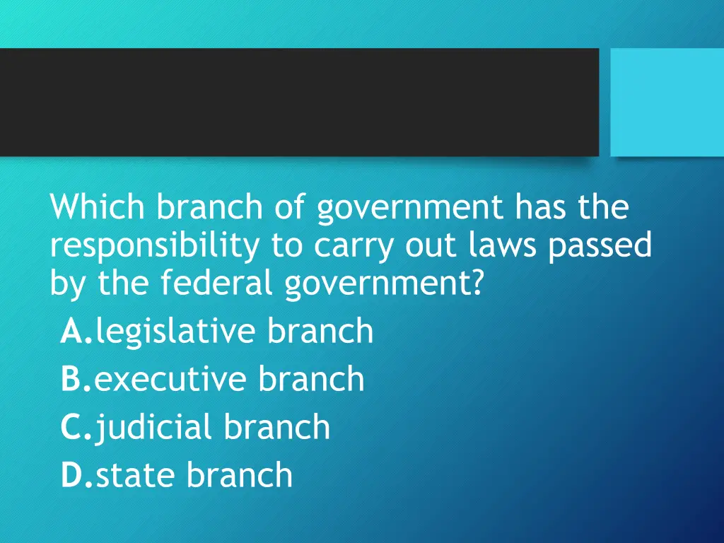 which branch of government has the responsibility