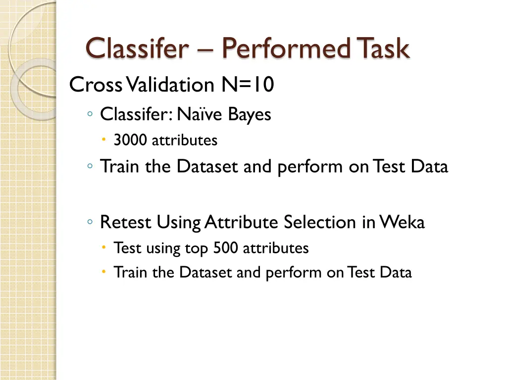 classifer performed task cross validation