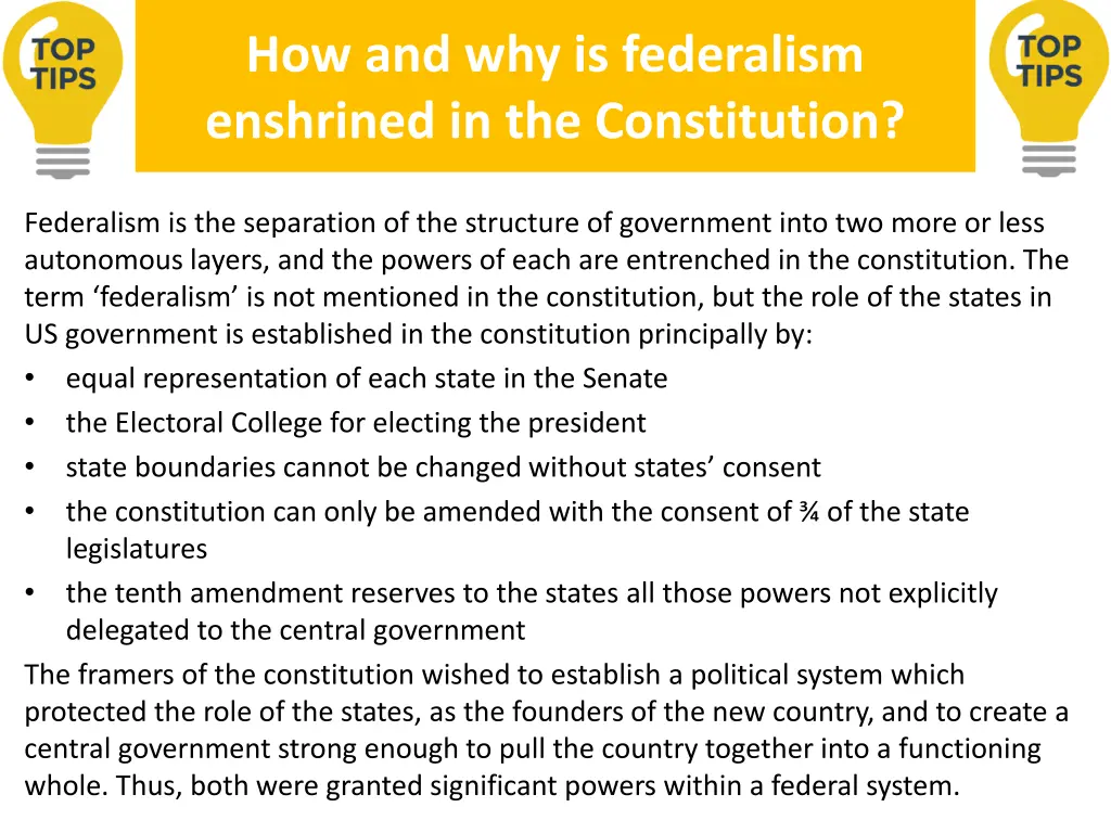 how and why is federalism enshrined