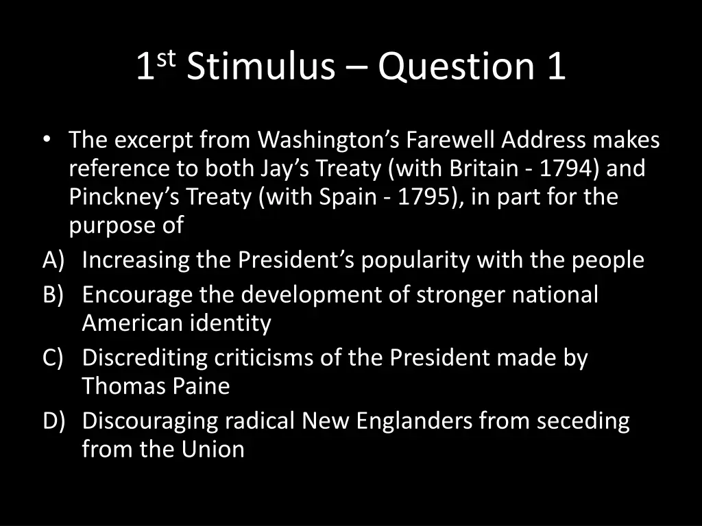 1 st stimulus question 1 1