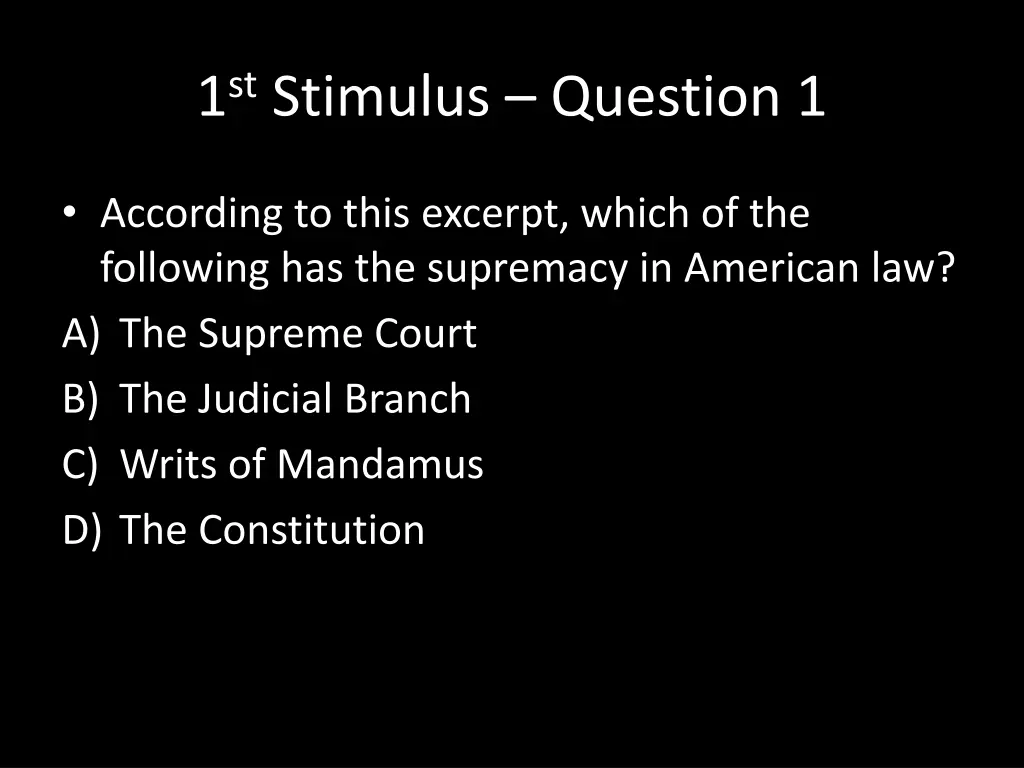 1 st stimulus question 1