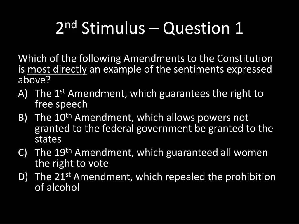 2 nd stimulus question 1 1