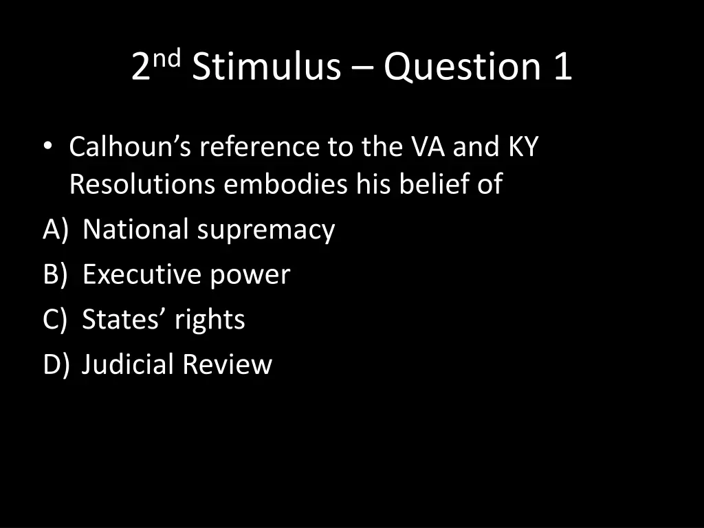 2 nd stimulus question 1