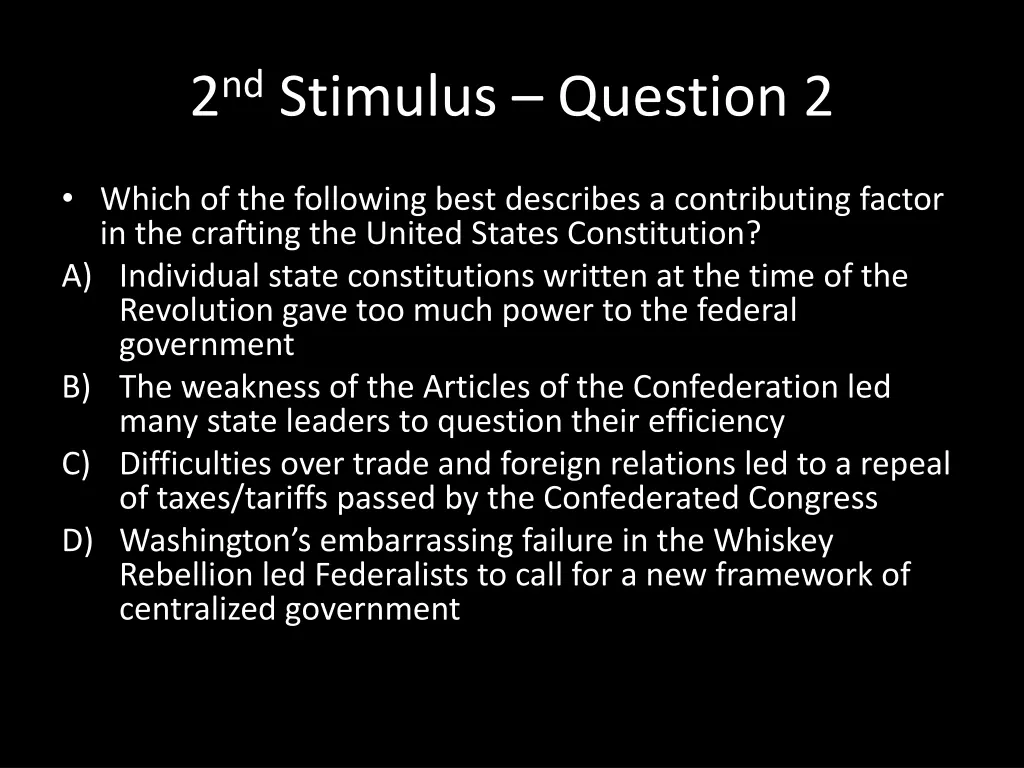 2 nd stimulus question 2 1