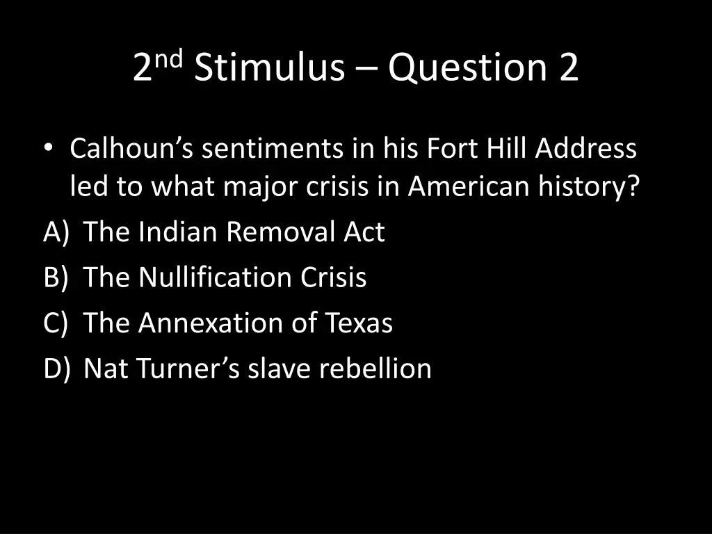 2 nd stimulus question 2