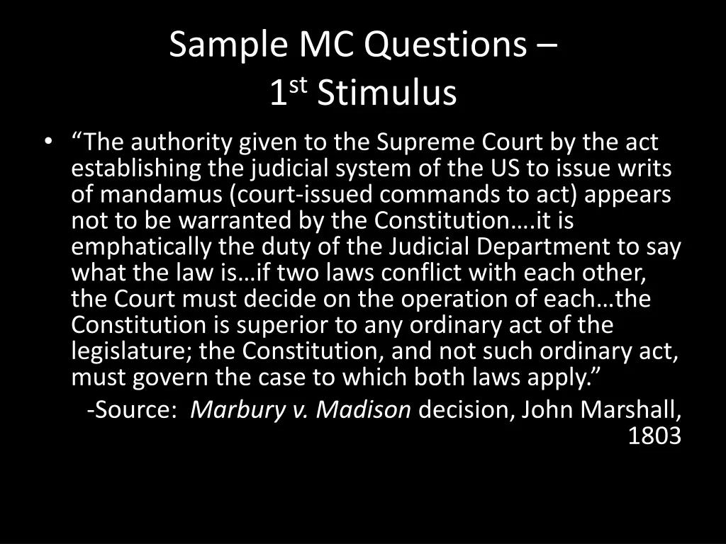 sample mc questions 1 st stimulus the authority