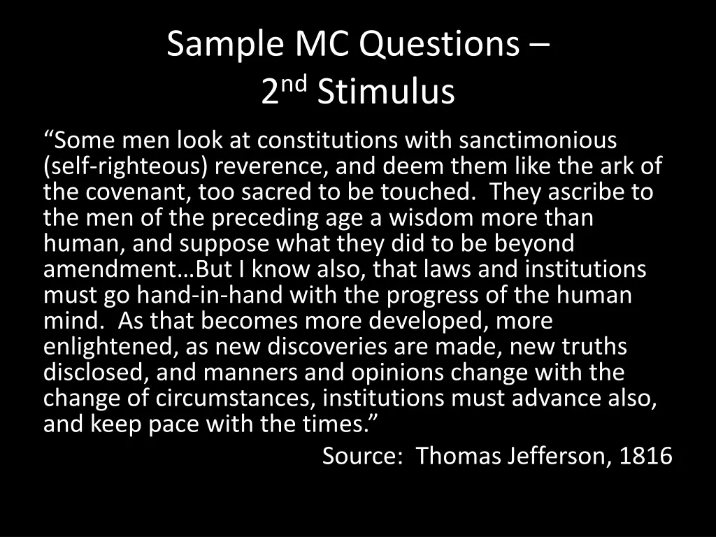 sample mc questions 2 nd stimulus