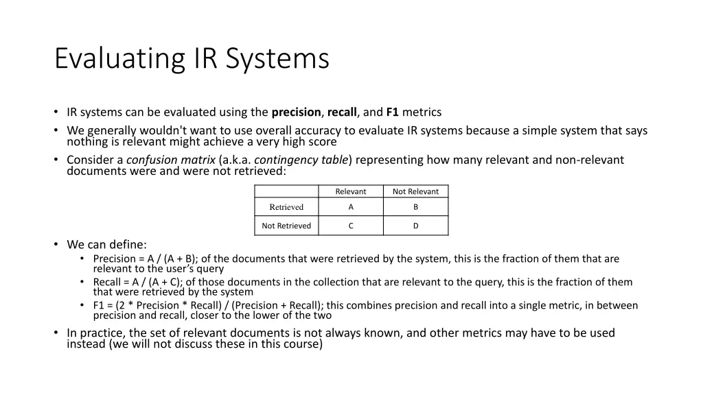 evaluating ir systems