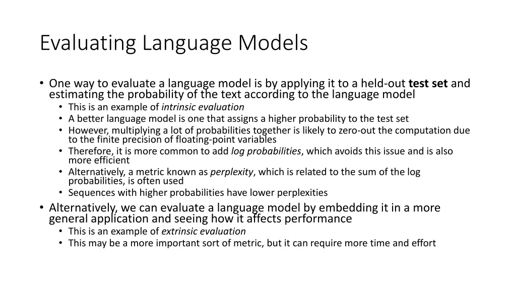 evaluating language models