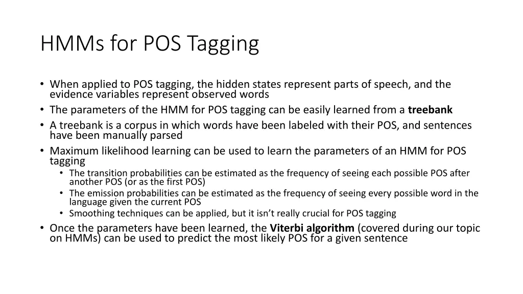 hmms for pos tagging