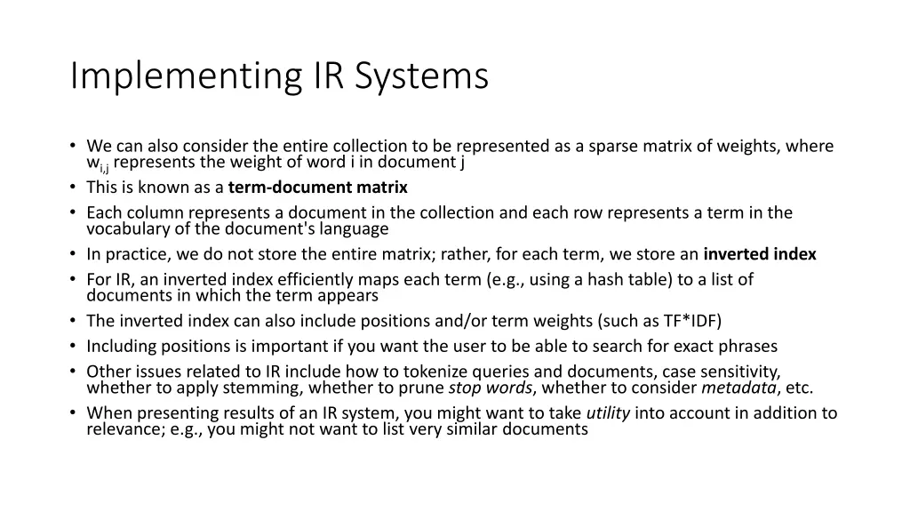 implementing ir systems