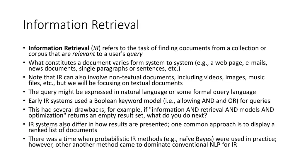 information retrieval