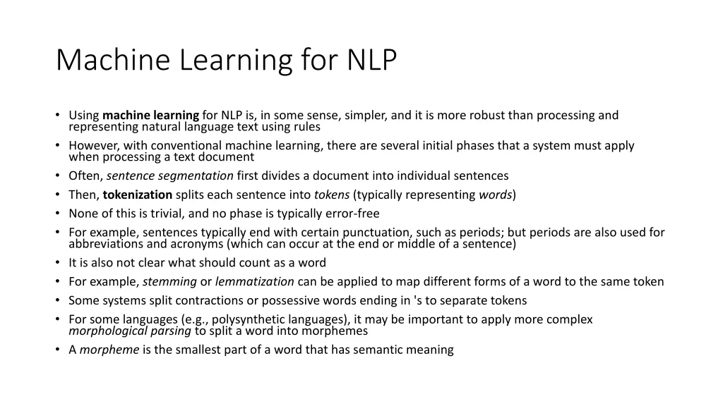 machine learning for nlp