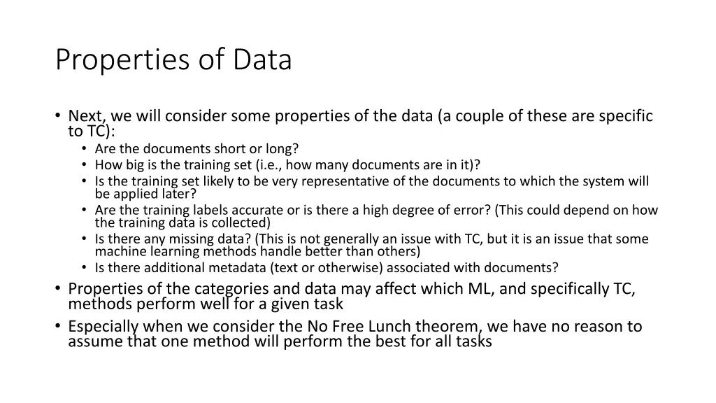 properties of data