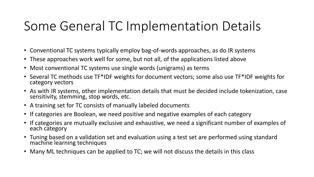 some general tc implementation details