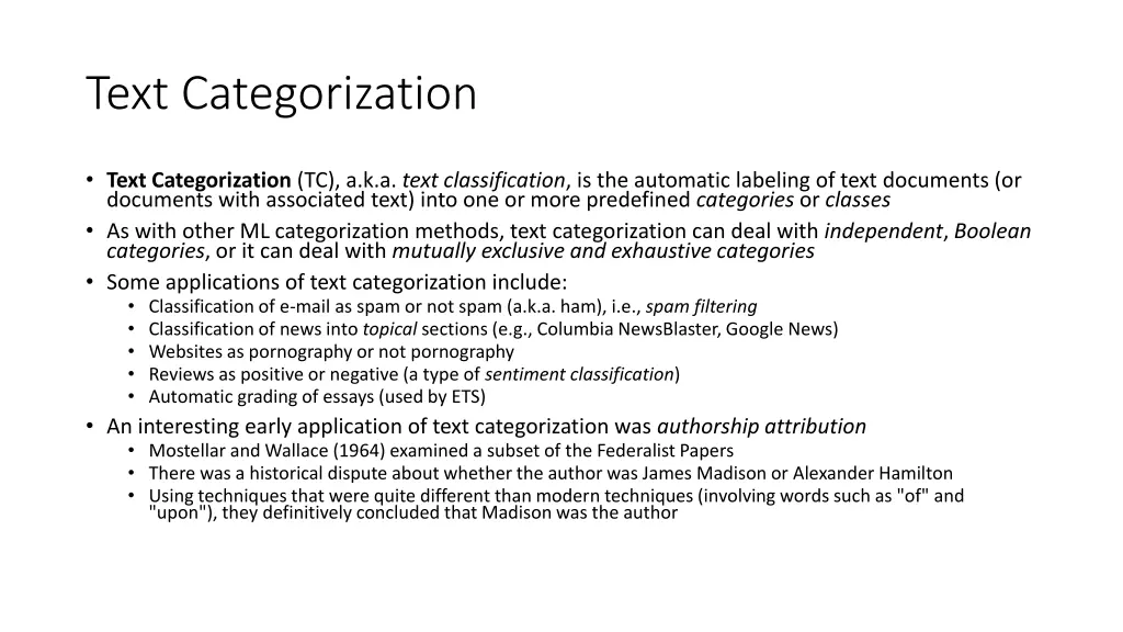 text categorization