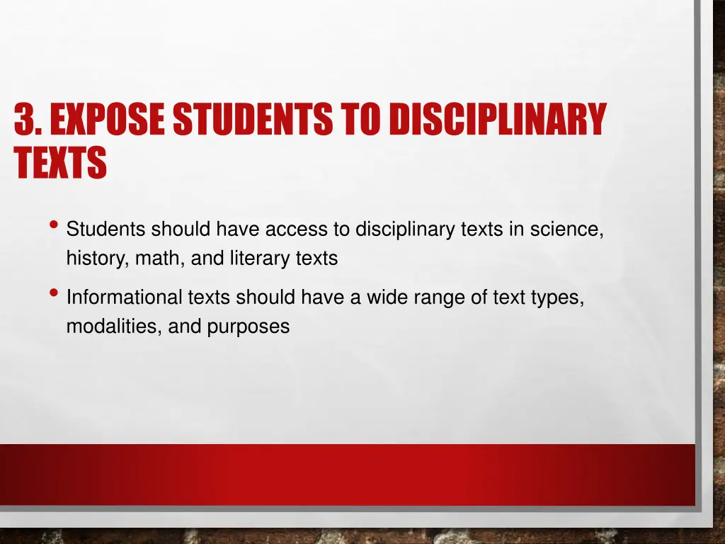 3 expose students to disciplinary texts