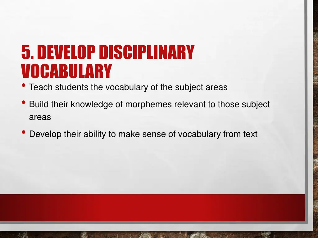 5 develop disciplinary vocabulary teach students