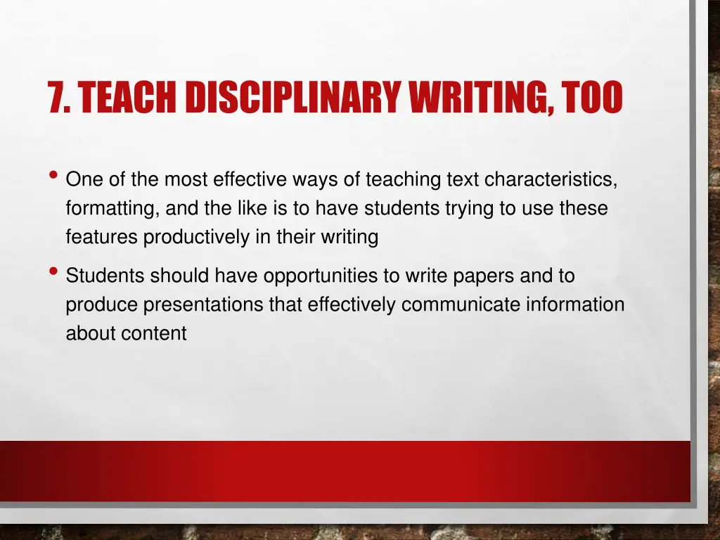 7 teach disciplinary writing too