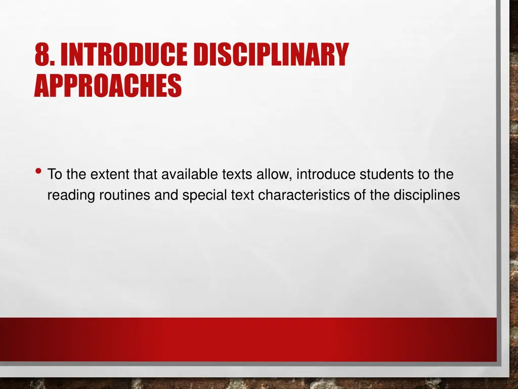 8 introduce disciplinary approaches