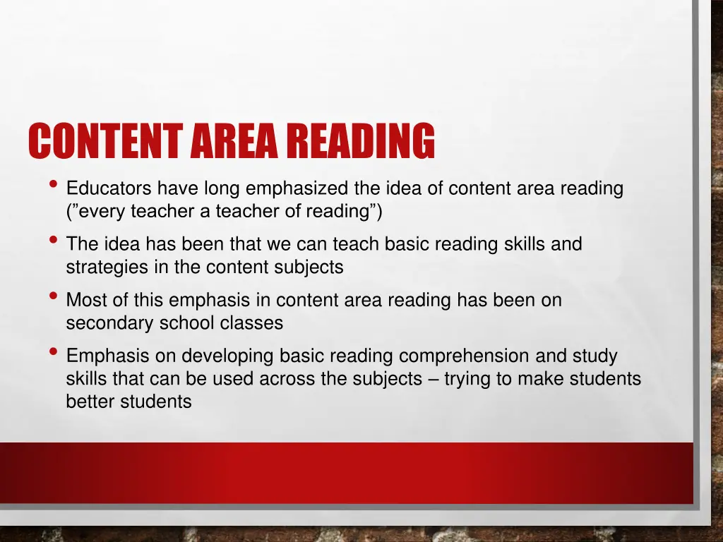 content area reading educators have long