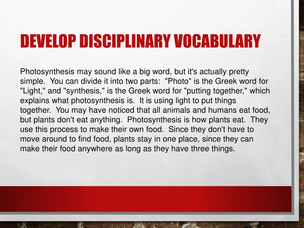 develop disciplinary vocabulary 1