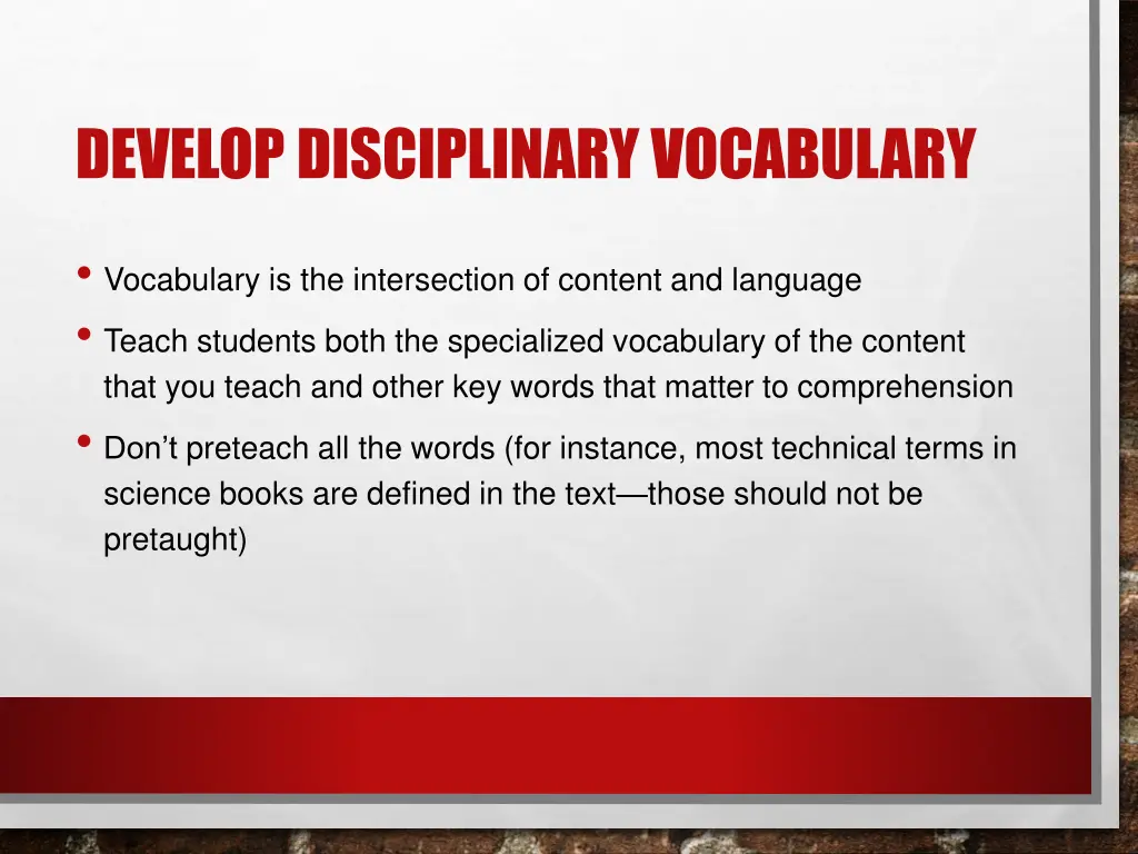 develop disciplinary vocabulary