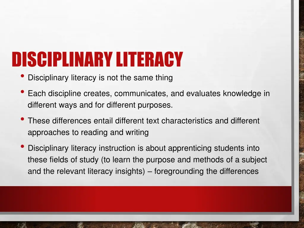 disciplinary literacy disciplinary literacy