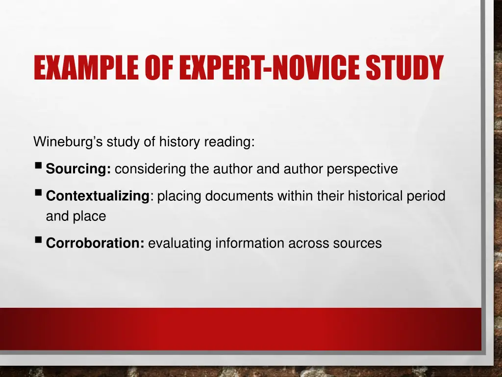 example of expert novice study