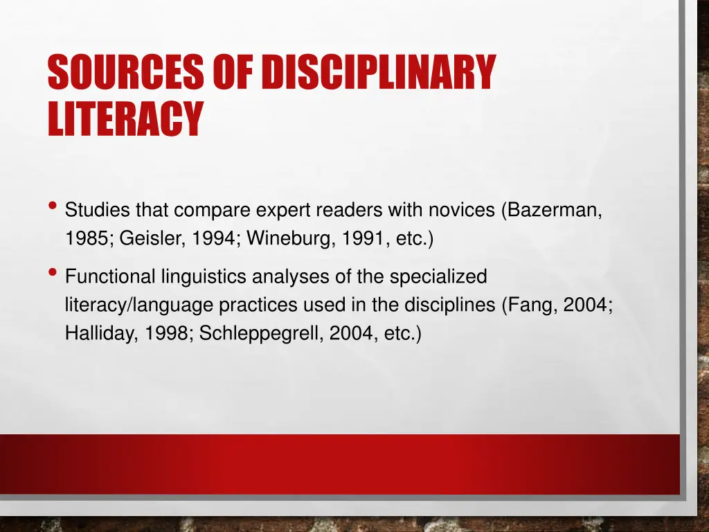 sources of disciplinary literacy