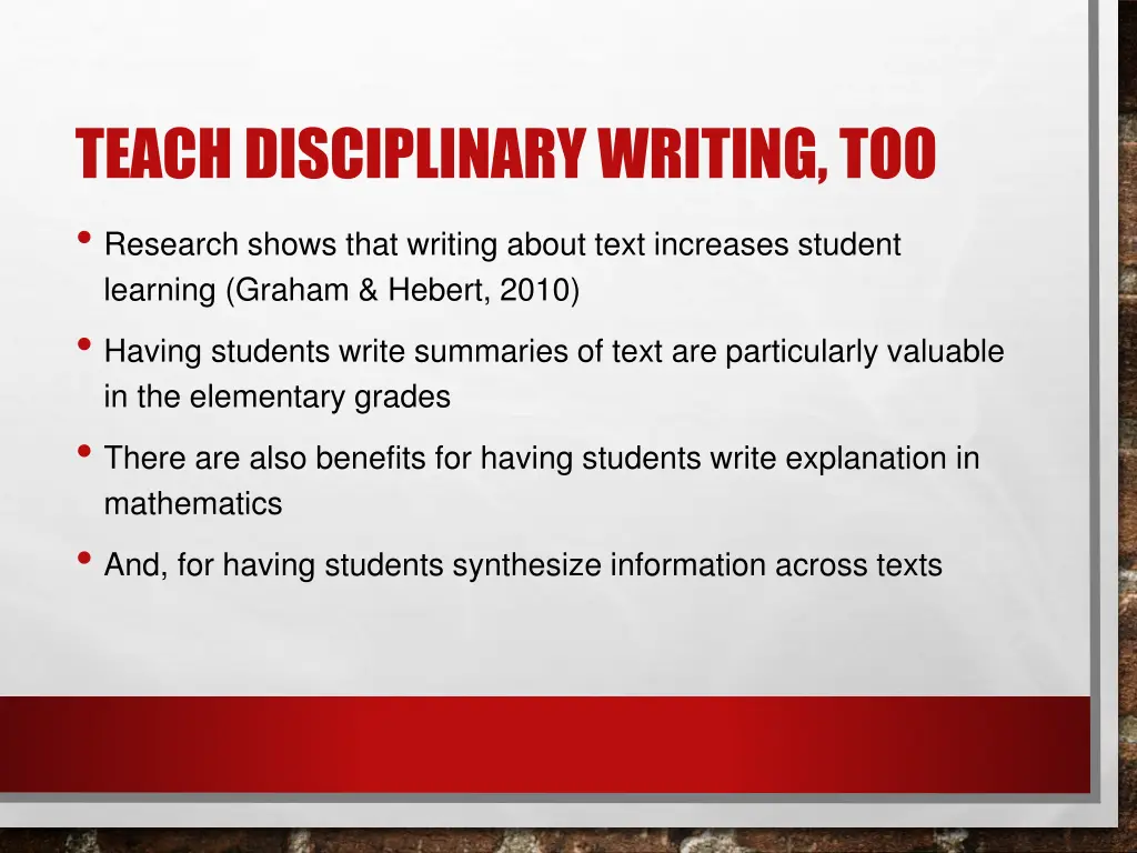 teach disciplinary writing too research shows