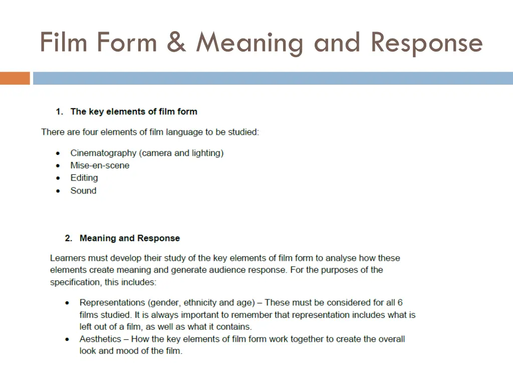 film form meaning and response