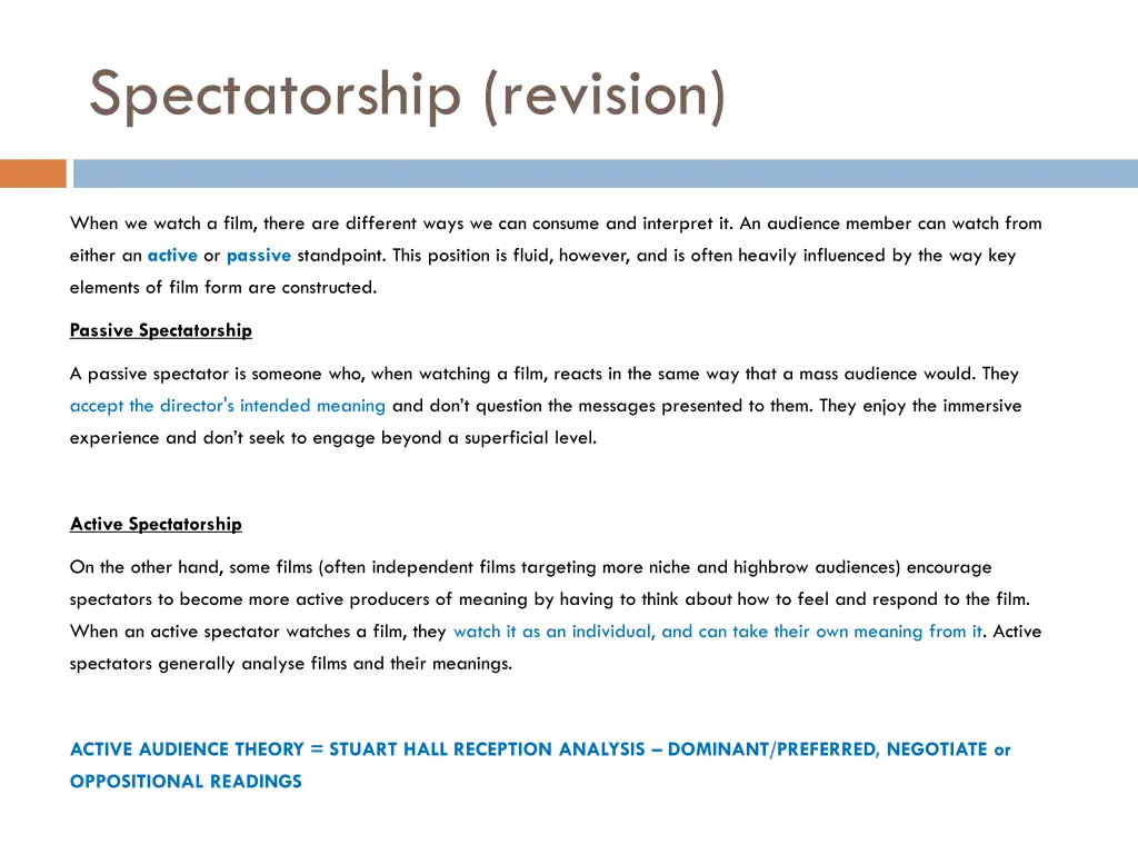 spectatorship revision