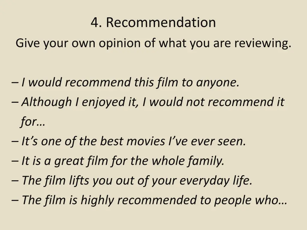 4 recommendation