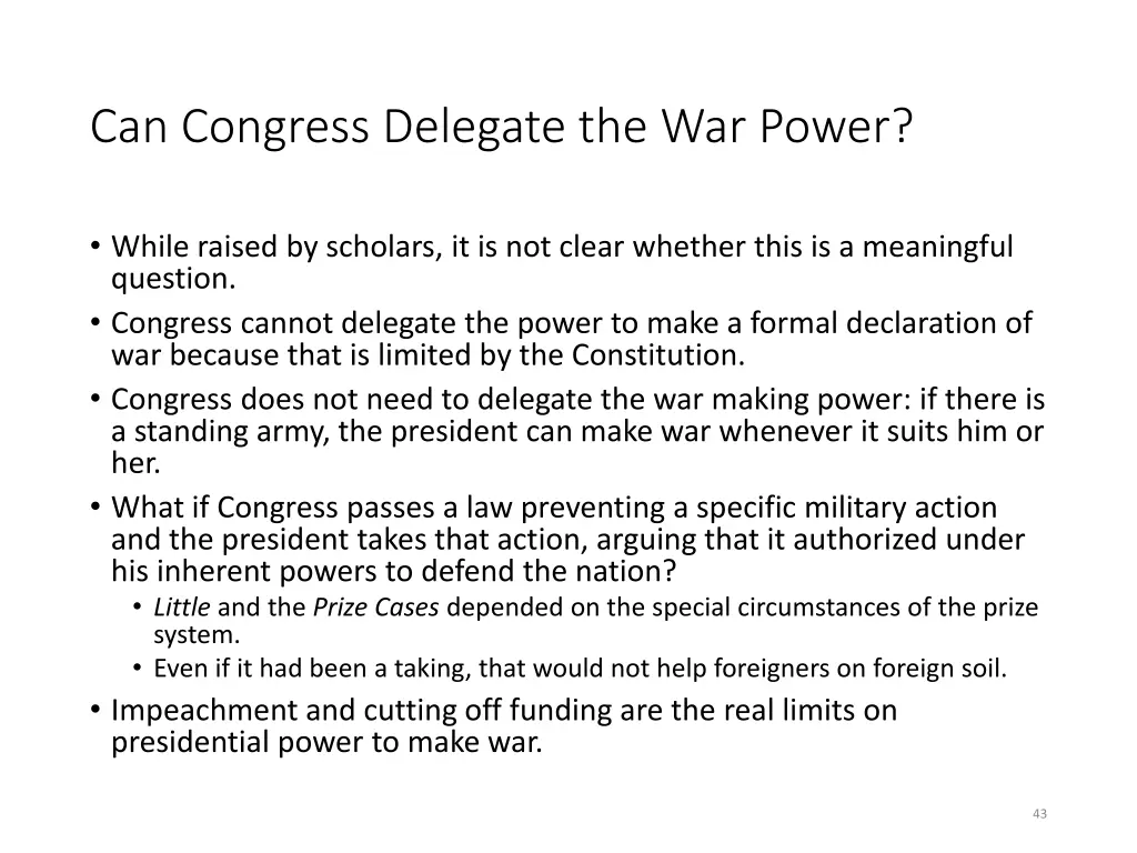 can congress delegate the war power