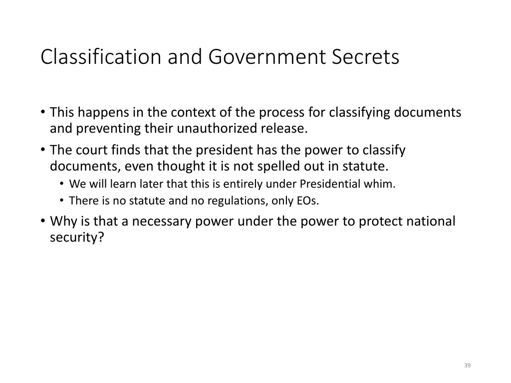 classification and government secrets