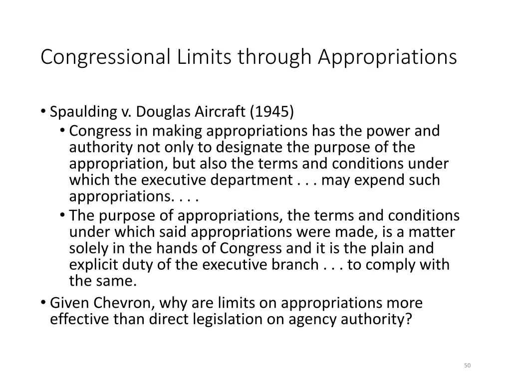 congressional limits through appropriations