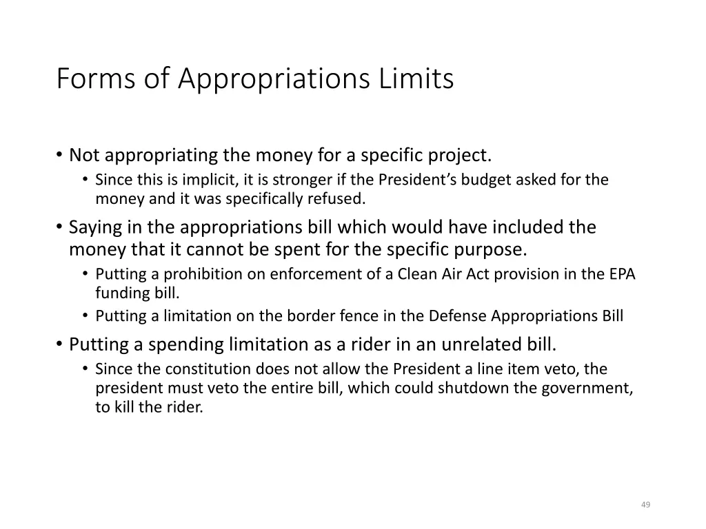 forms of appropriations limits