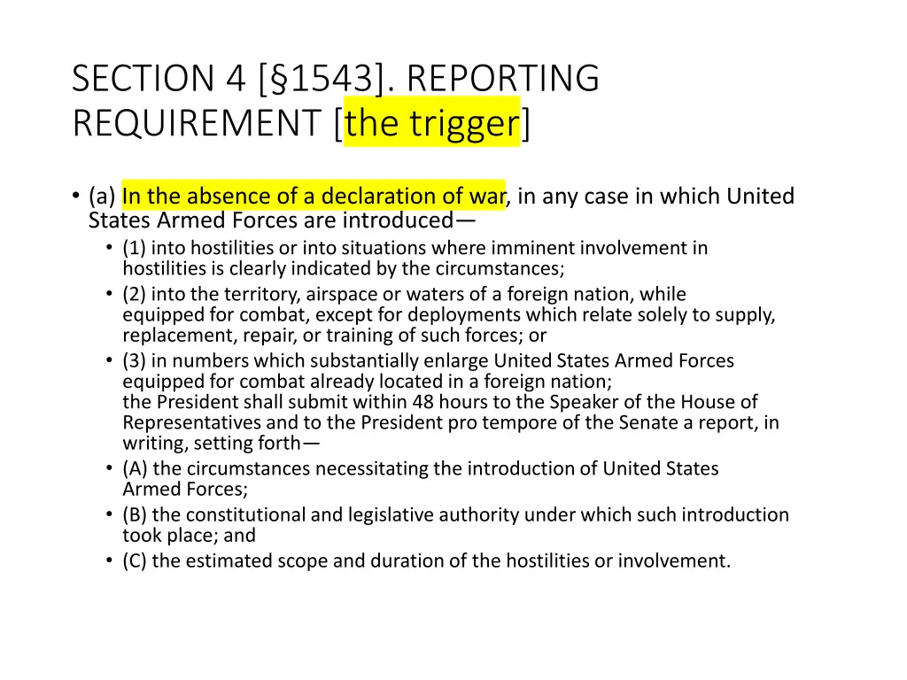 section 4 1543 reporting requirement the trigger