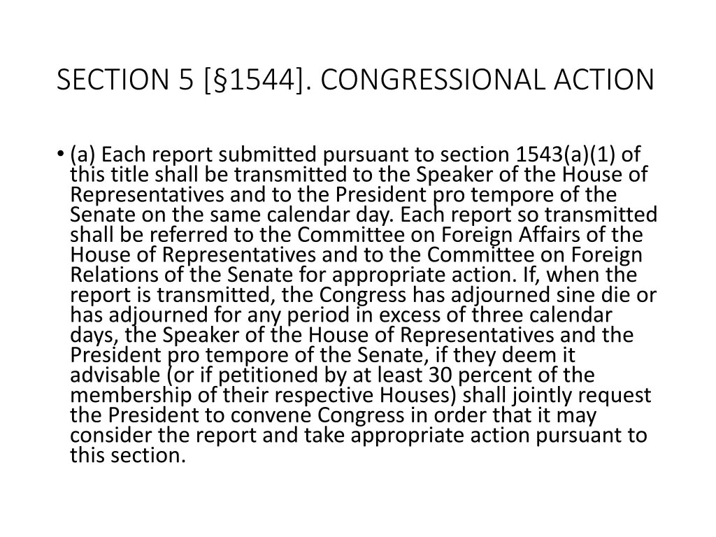 section 5 1544 congressional action