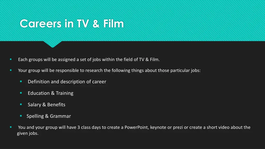 careers in tv film