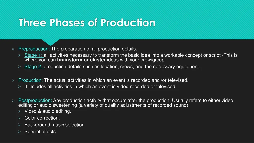 three phases of production