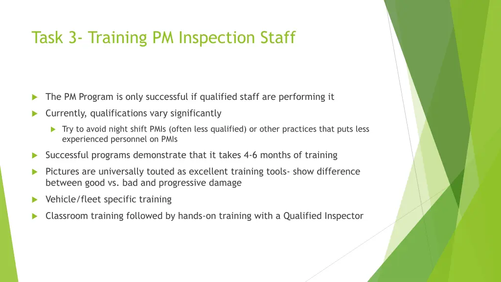 task 3 training pm inspection staff