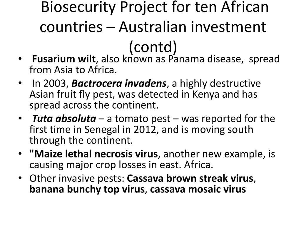 biosecurity project for ten african countries 1