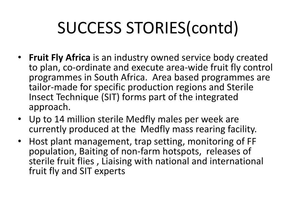 success stories contd 1