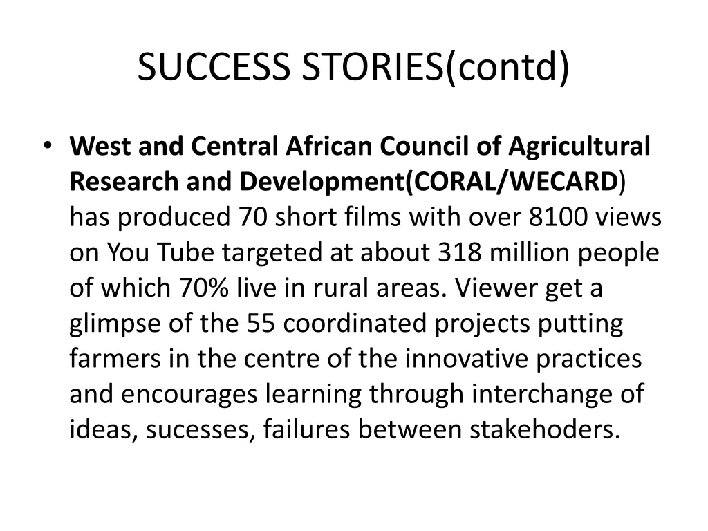 success stories contd