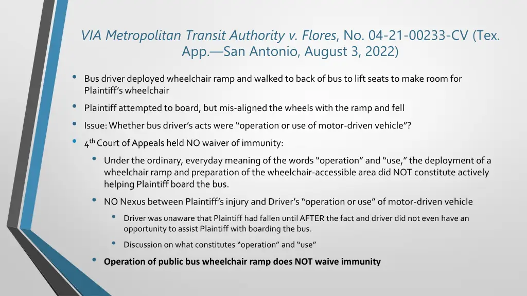 via metropolitan transit authority v flores