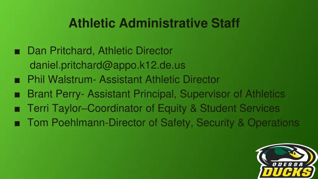 athletic administrative staff