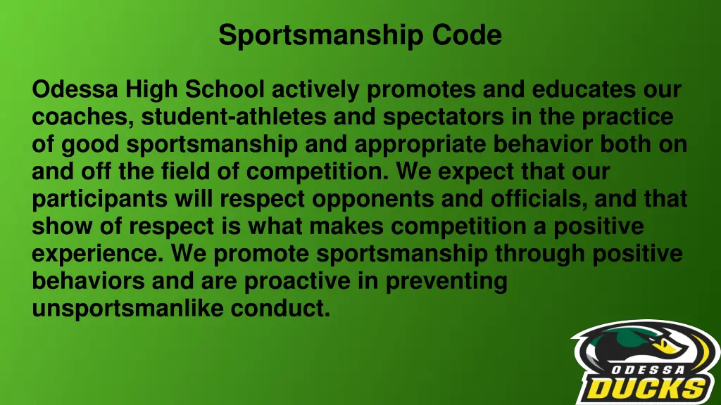 sportsmanship code